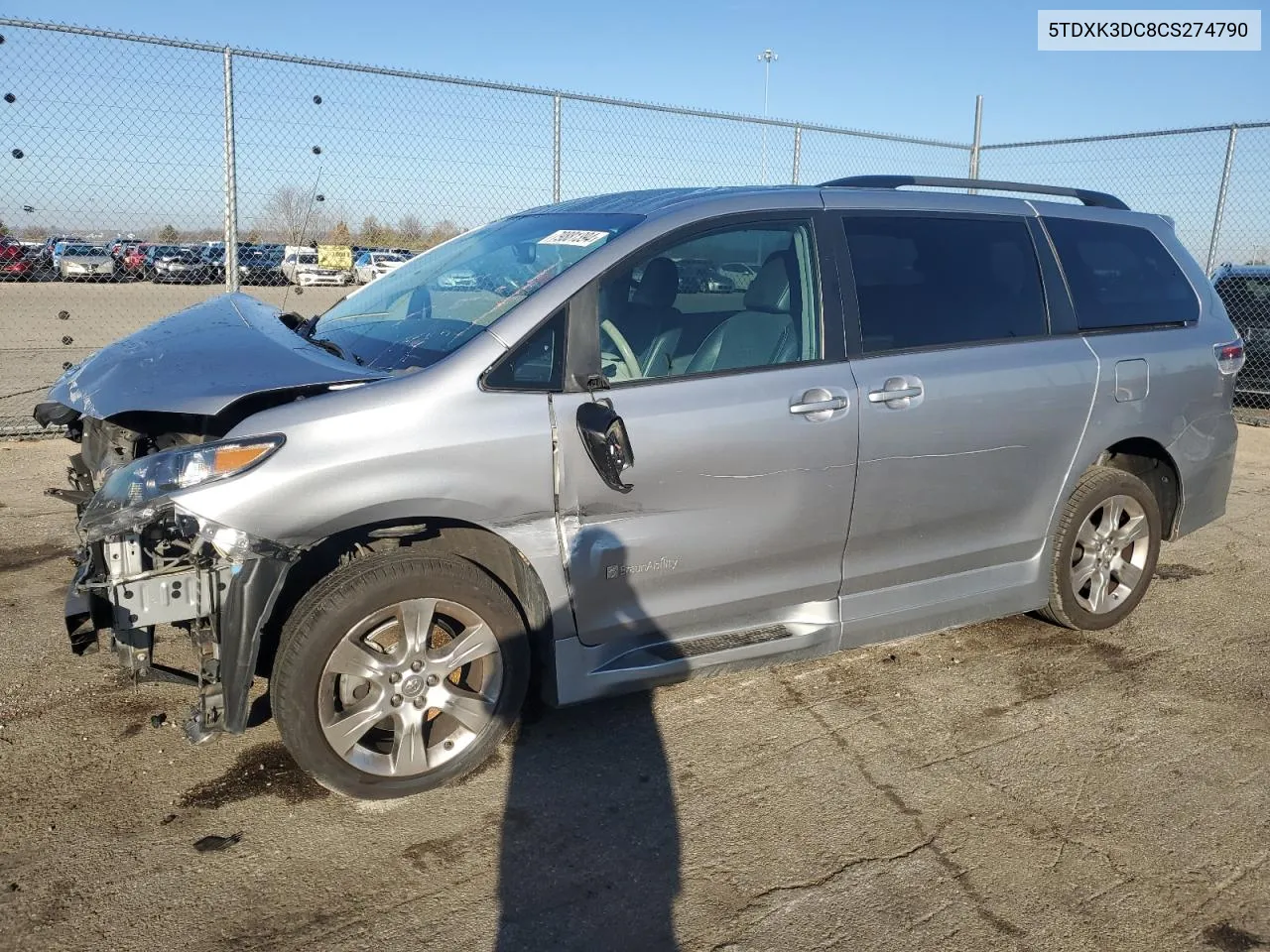 2012 Toyota Sienna Sport VIN: 5TDXK3DC8CS274790 Lot: 79881394