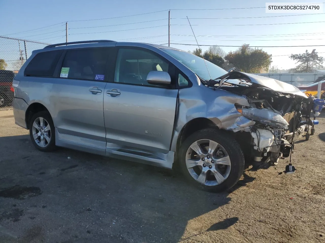 2012 Toyota Sienna Sport VIN: 5TDXK3DC8CS274790 Lot: 79881394