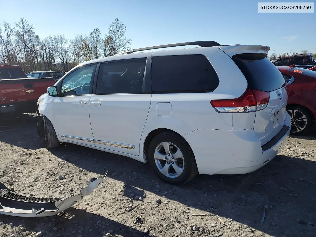 2012 Toyota Sienna Le VIN: 5TDKK3DCXCS206260 Lot: 79920774