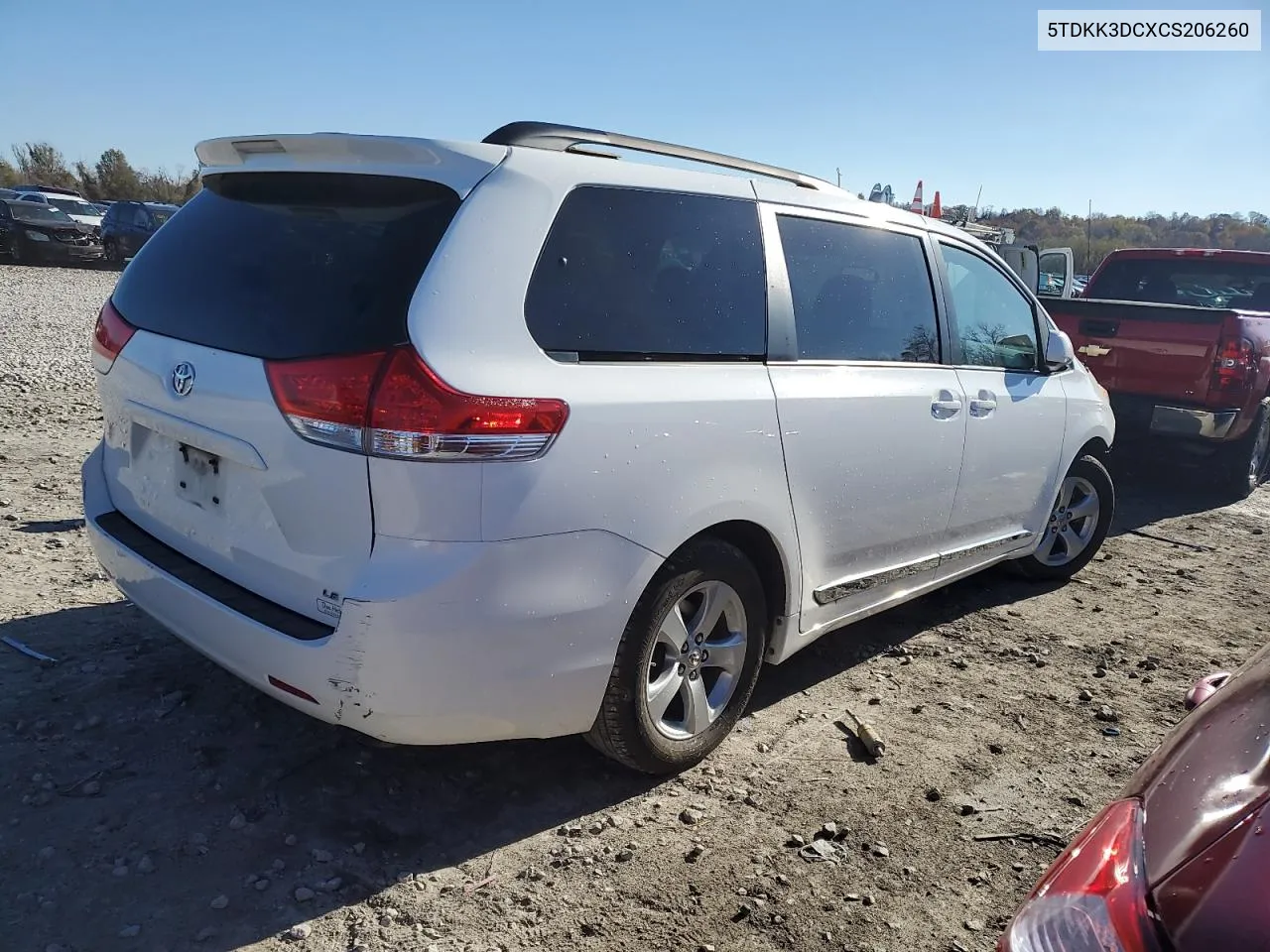 2012 Toyota Sienna Le VIN: 5TDKK3DCXCS206260 Lot: 79920774