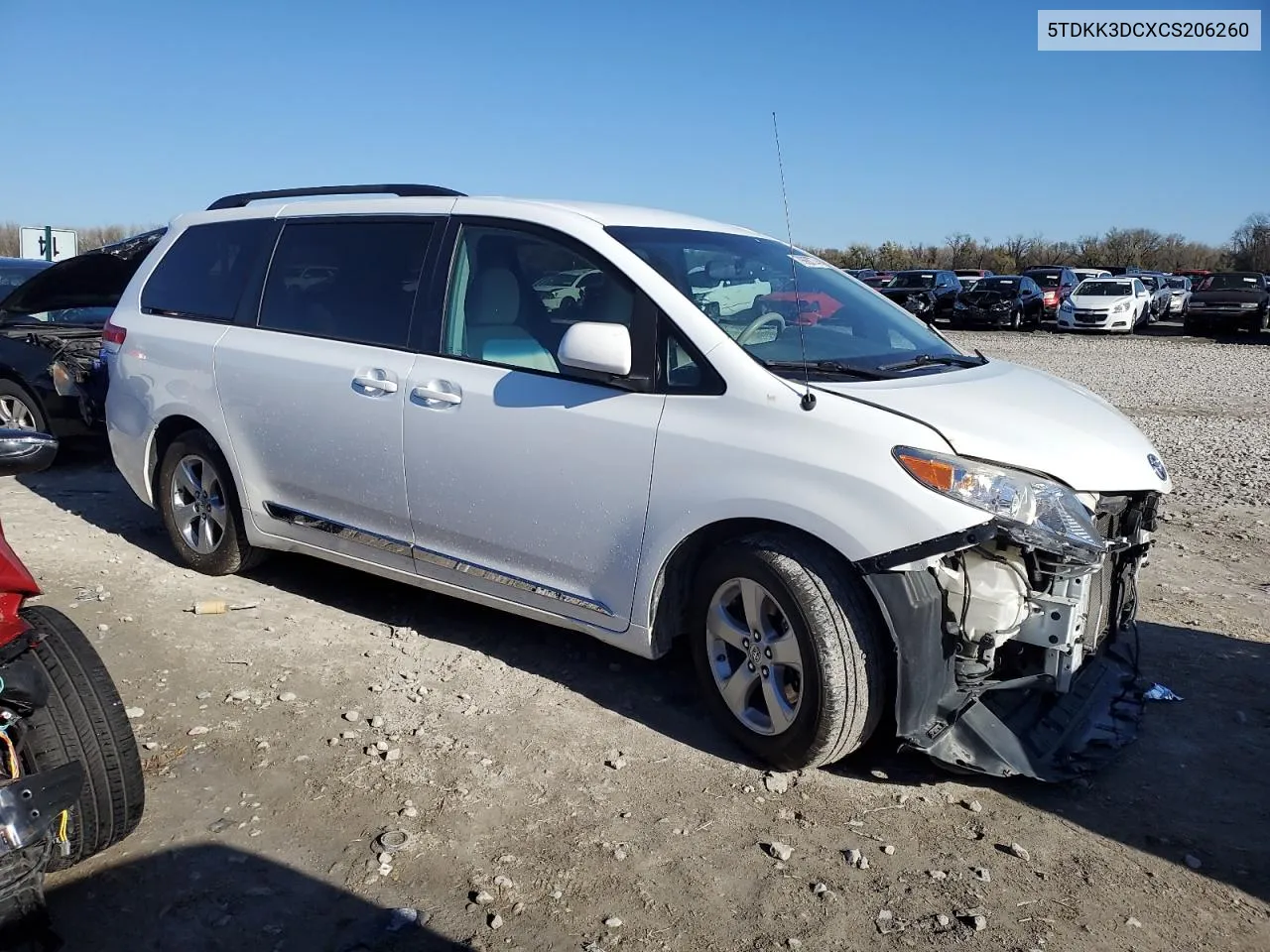 2012 Toyota Sienna Le VIN: 5TDKK3DCXCS206260 Lot: 79920774