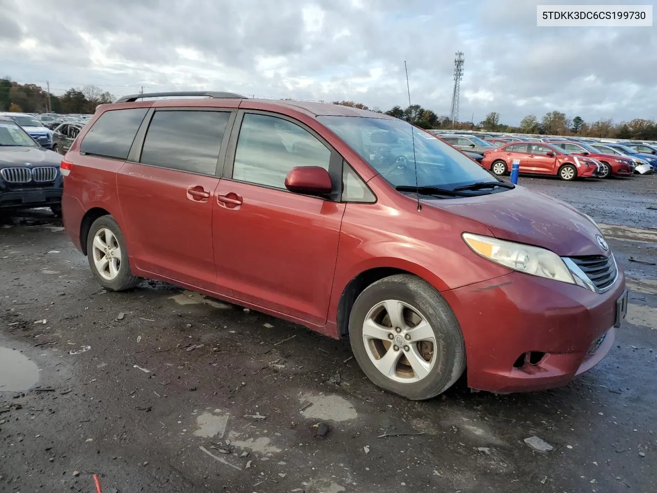 2012 Toyota Sienna Le VIN: 5TDKK3DC6CS199730 Lot: 80307044