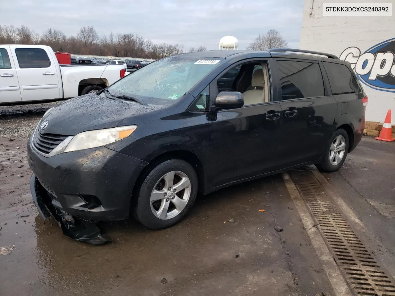 2012 Toyota Sienna Le VIN: 5TDKK3DCXCS240392 Lot: 81272733