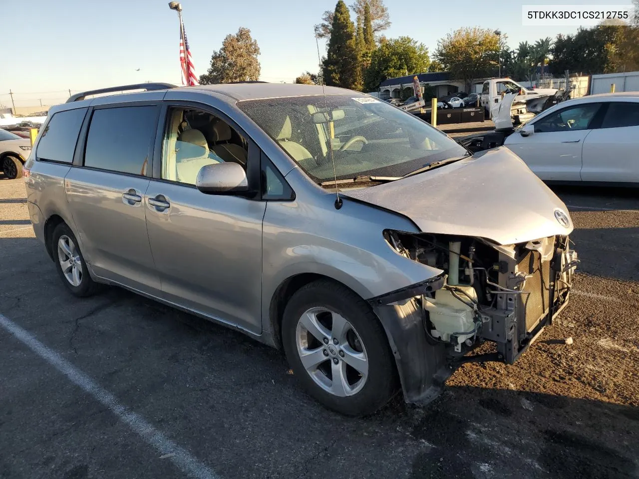 2012 Toyota Sienna Le VIN: 5TDKK3DC1CS212755 Lot: 81844964