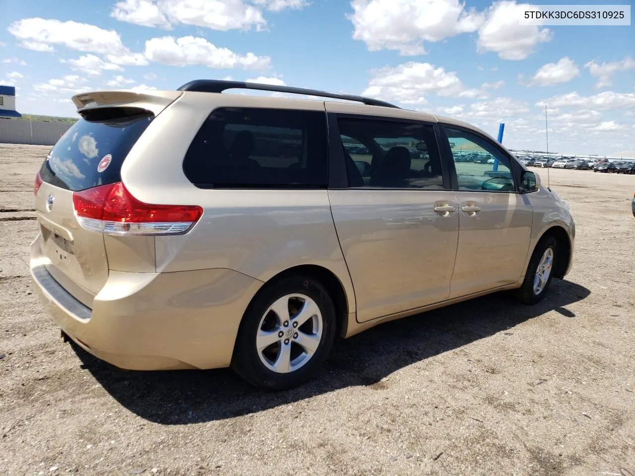 2013 Toyota Sienna Le VIN: 5TDKK3DC6DS310925 Lot: 52152764