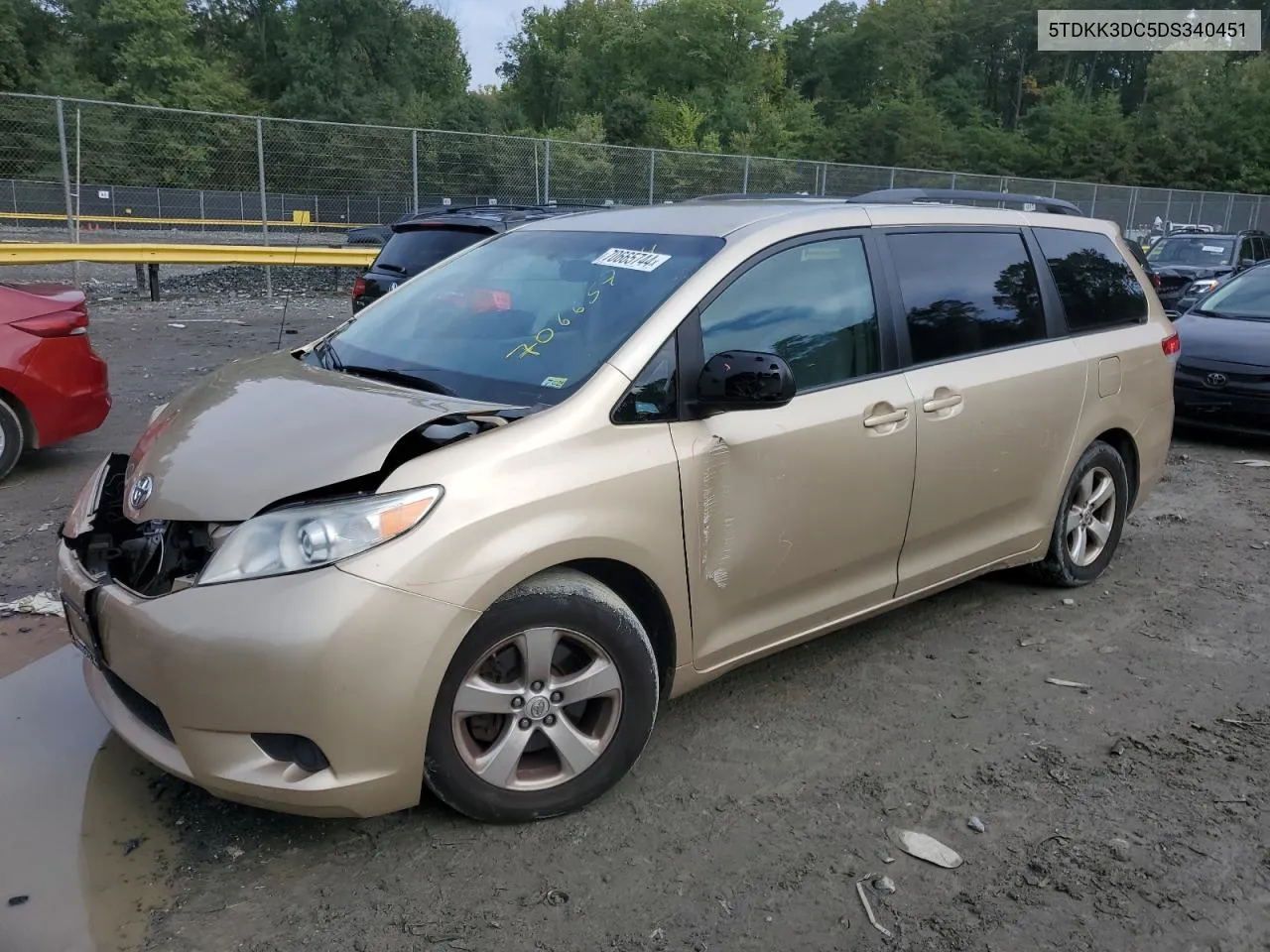 2013 Toyota Sienna Le VIN: 5TDKK3DC5DS340451 Lot: 70665744