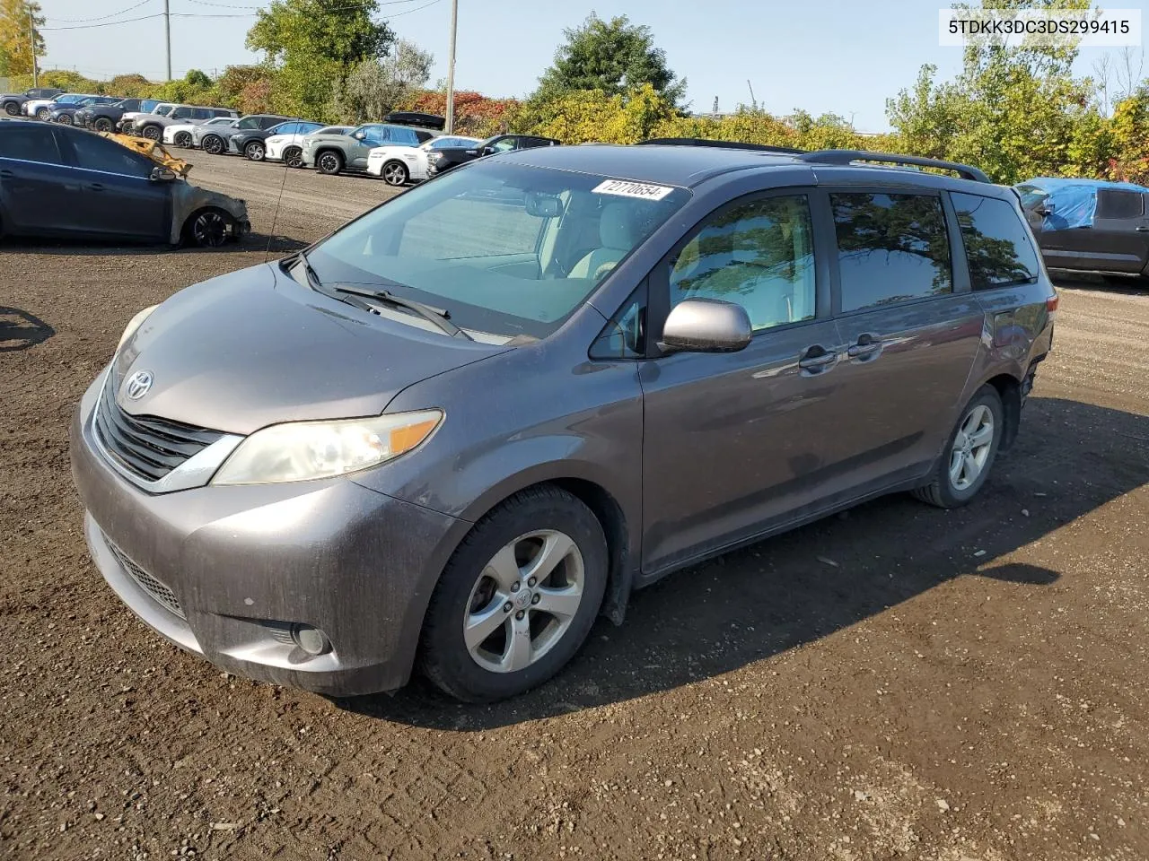 2013 Toyota Sienna Le VIN: 5TDKK3DC3DS299415 Lot: 72770654