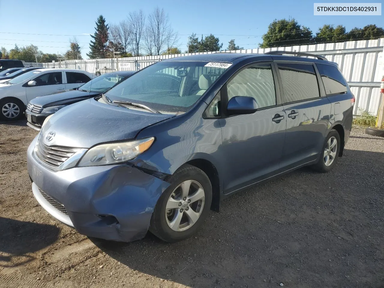 2013 Toyota Sienna Le VIN: 5TDKK3DC1DS402931 Lot: 75117984