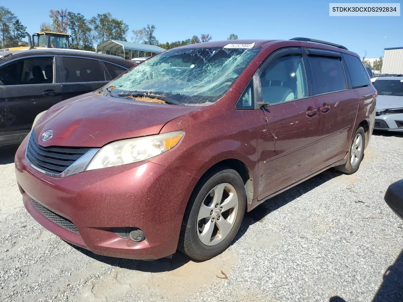 2013 Toyota Sienna Le VIN: 5TDKK3DCXDS292834 Lot: 75232984