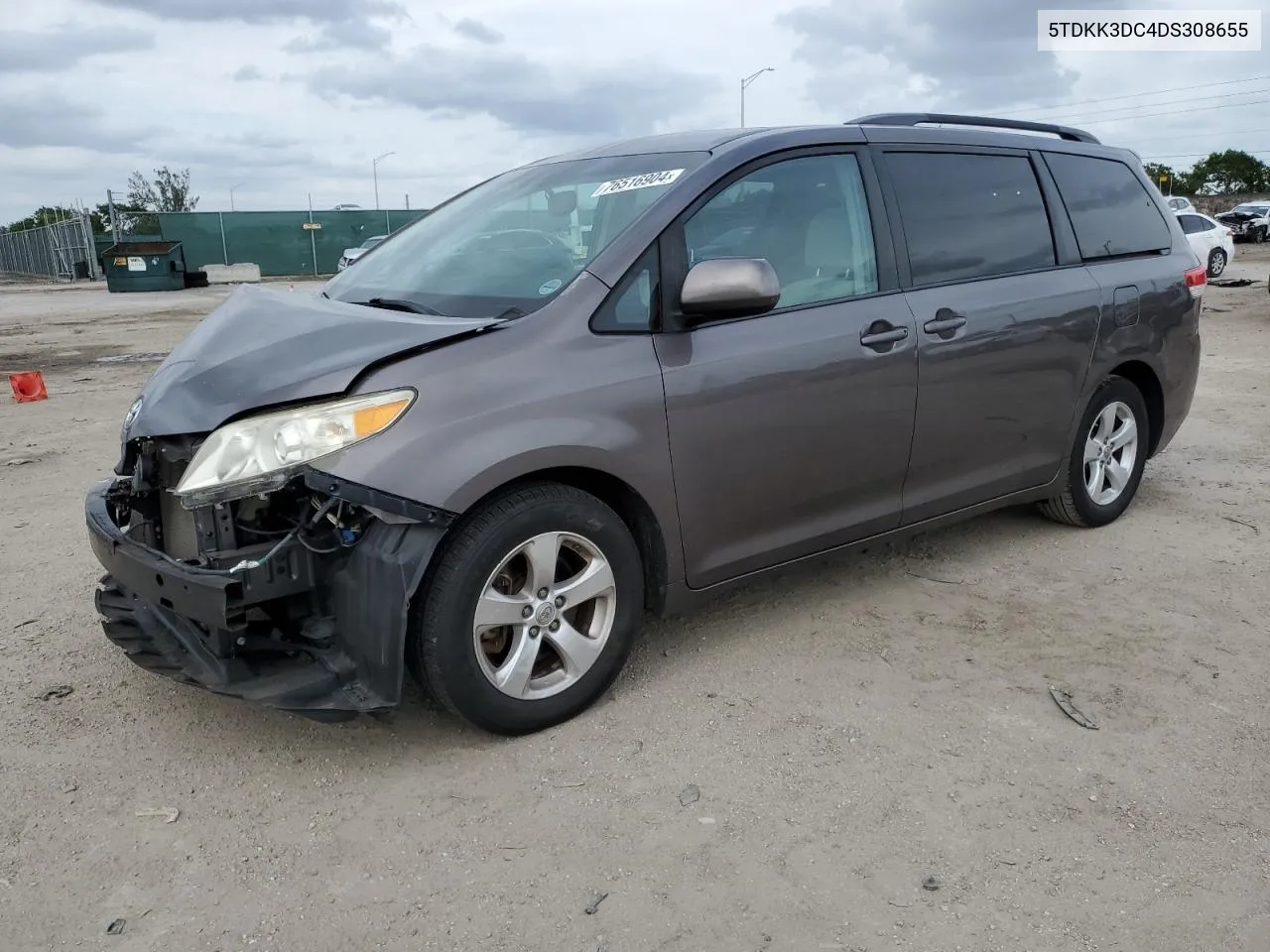 2013 Toyota Sienna Le VIN: 5TDKK3DC4DS308655 Lot: 76516904