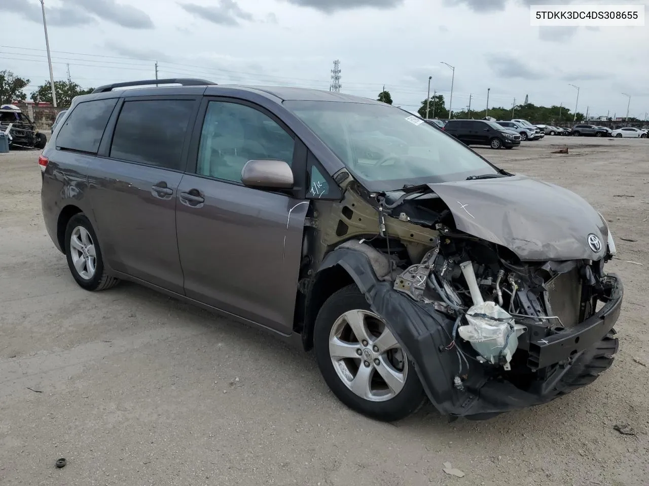 2013 Toyota Sienna Le VIN: 5TDKK3DC4DS308655 Lot: 76516904