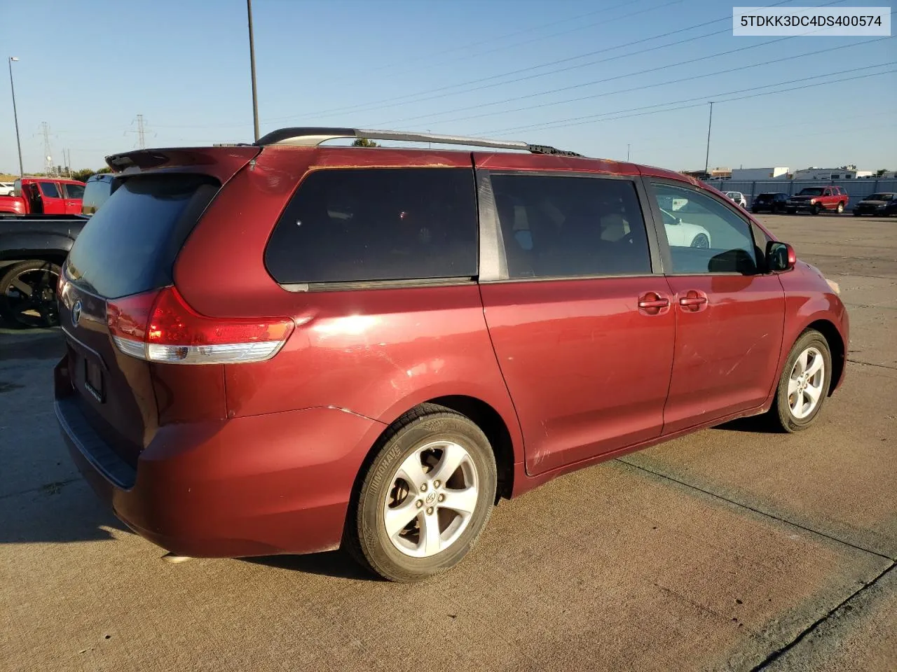 2013 Toyota Sienna Le VIN: 5TDKK3DC4DS400574 Lot: 77150034