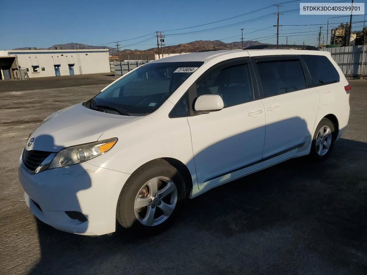 2013 Toyota Sienna Le VIN: 5TDKK3DC4DS299701 Lot: 78149054