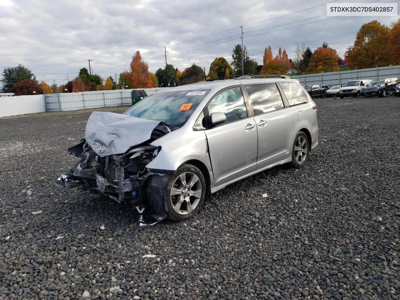 2013 Toyota Sienna Sport VIN: 5TDXK3DC7DS402857 Lot: 78573554