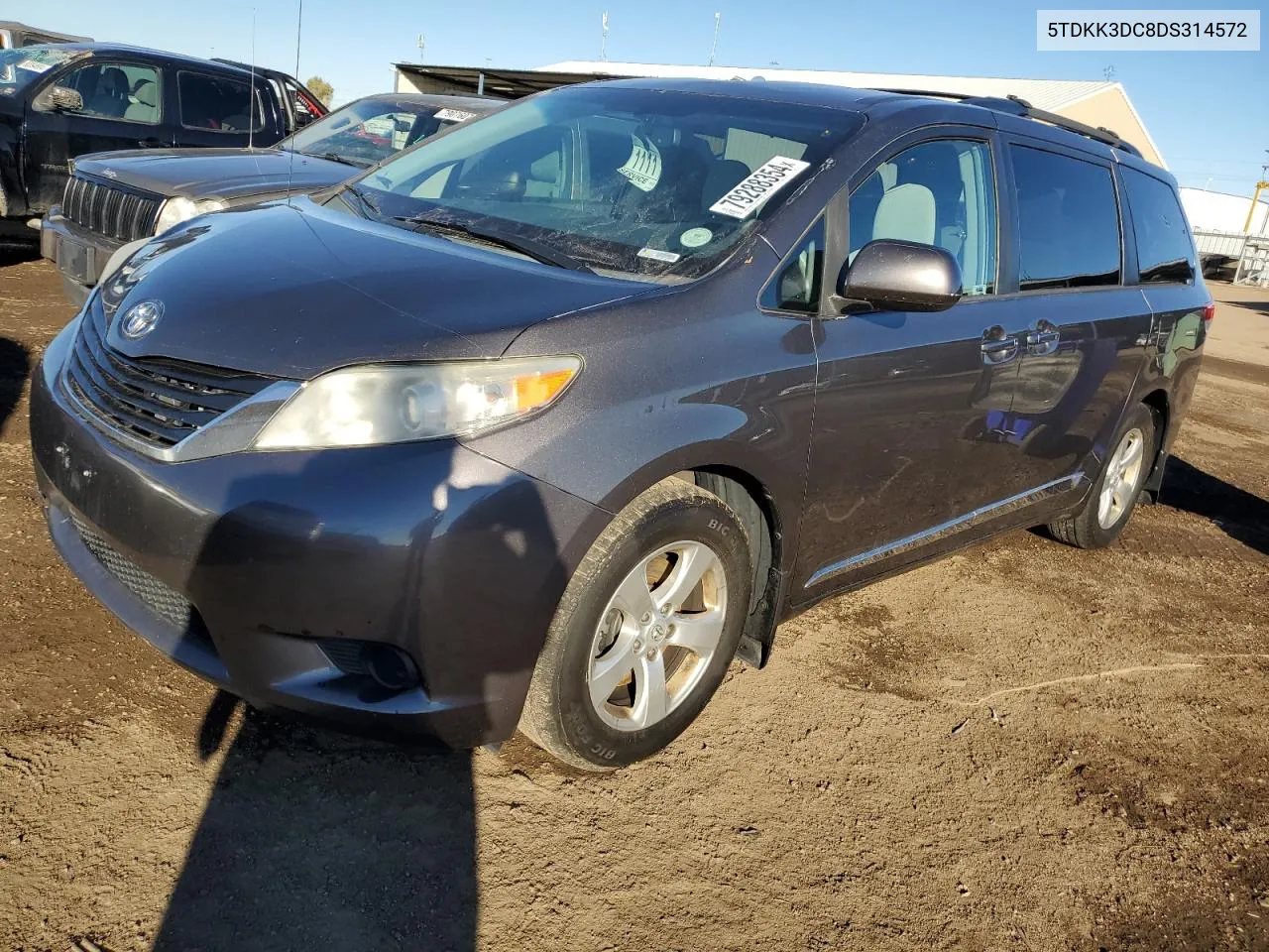 2013 Toyota Sienna Le VIN: 5TDKK3DC8DS314572 Lot: 79288354