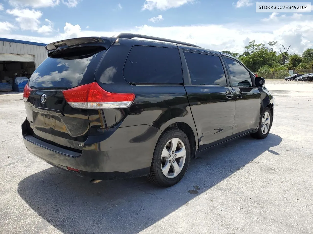 2014 Toyota Sienna Le VIN: 5TDKK3DC7ES492104 Lot: 68685694