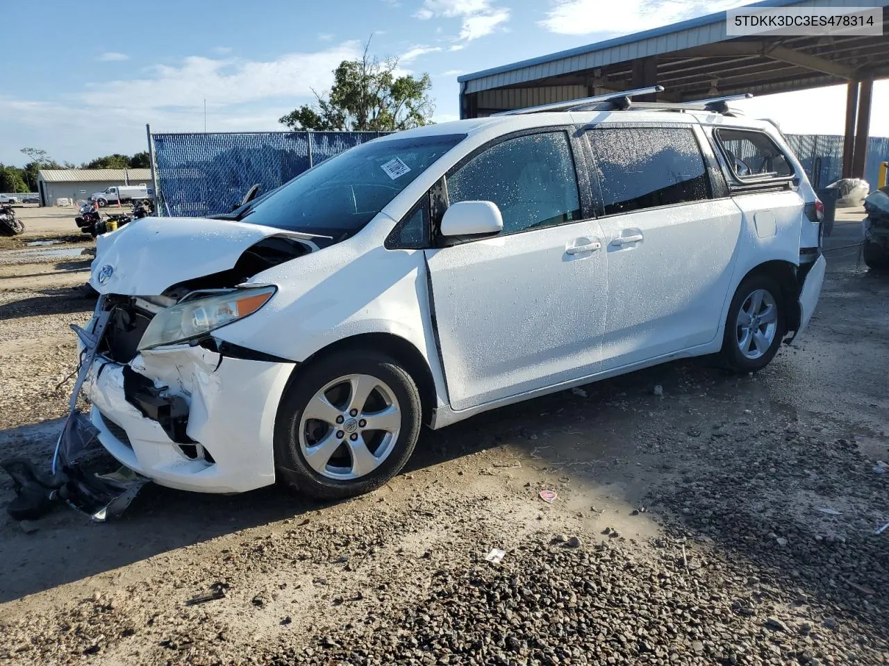 2014 Toyota Sienna Le VIN: 5TDKK3DC3ES478314 Lot: 70708614