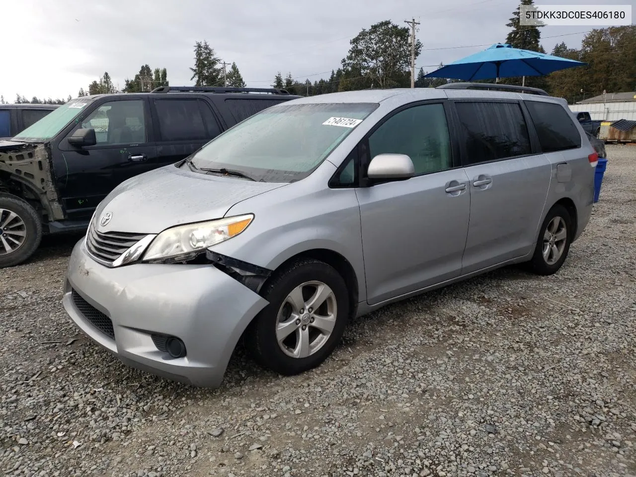 2014 Toyota Sienna Le VIN: 5TDKK3DC0ES406180 Lot: 71461724