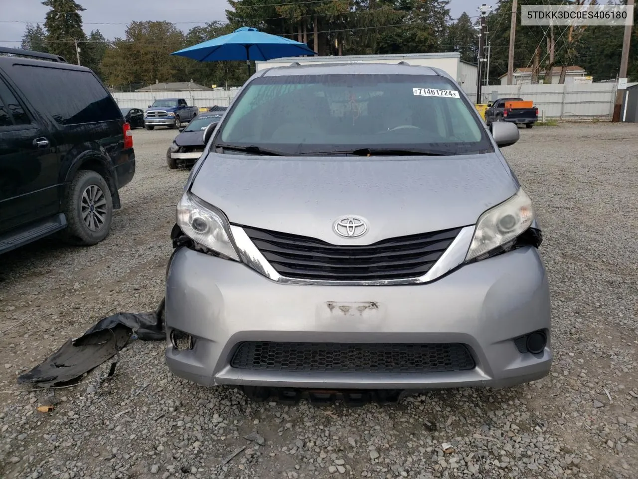 2014 Toyota Sienna Le VIN: 5TDKK3DC0ES406180 Lot: 71461724