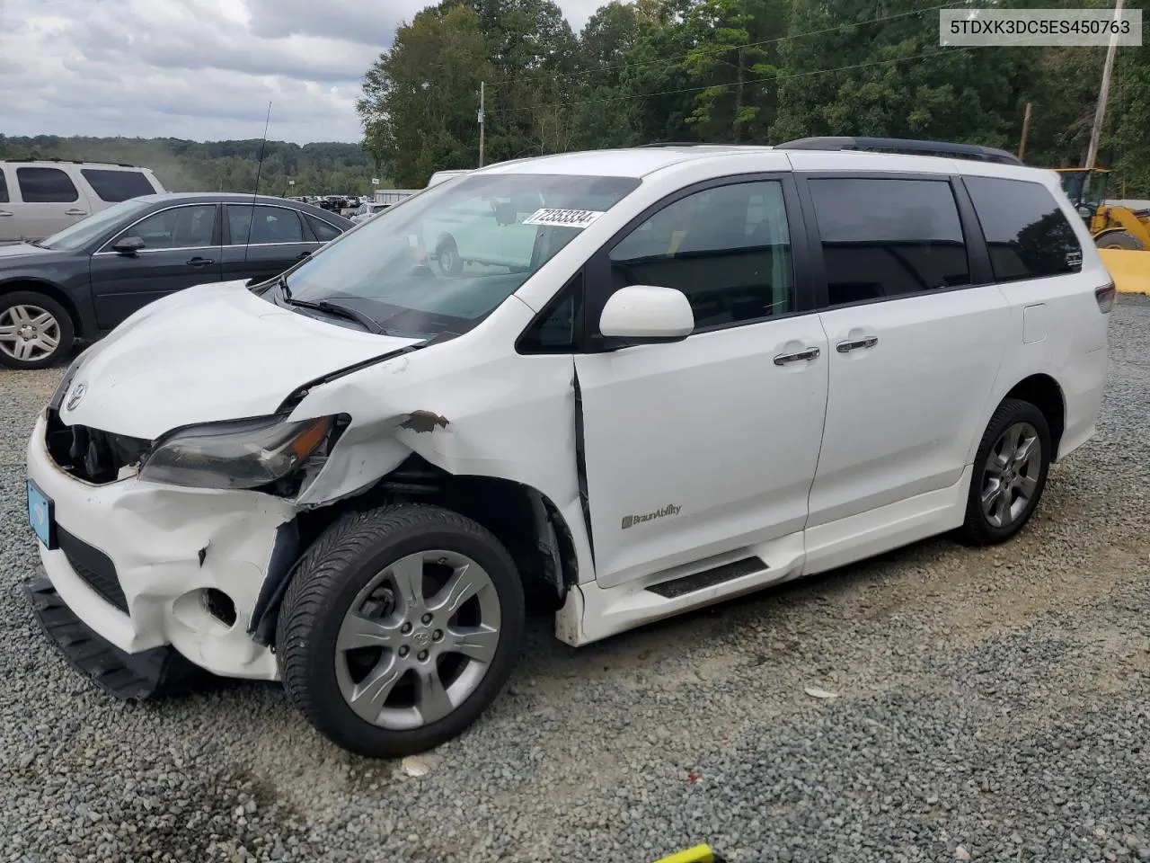 2014 Toyota Sienna Sport VIN: 5TDXK3DC5ES450763 Lot: 72353334