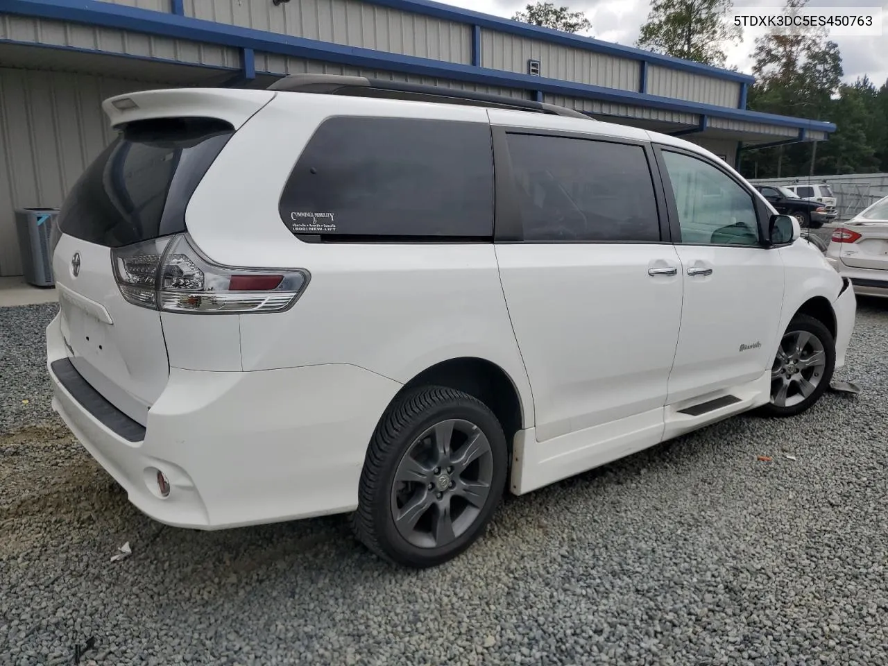 2014 Toyota Sienna Sport VIN: 5TDXK3DC5ES450763 Lot: 72353334