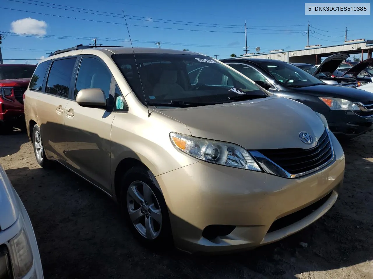 2014 Toyota Sienna Le VIN: 5TDKK3DC1ES510385 Lot: 74621614