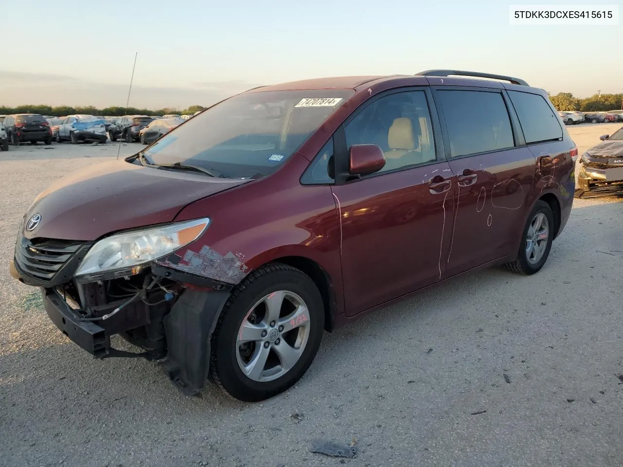 2014 Toyota Sienna Le VIN: 5TDKK3DCXES415615 Lot: 74707814