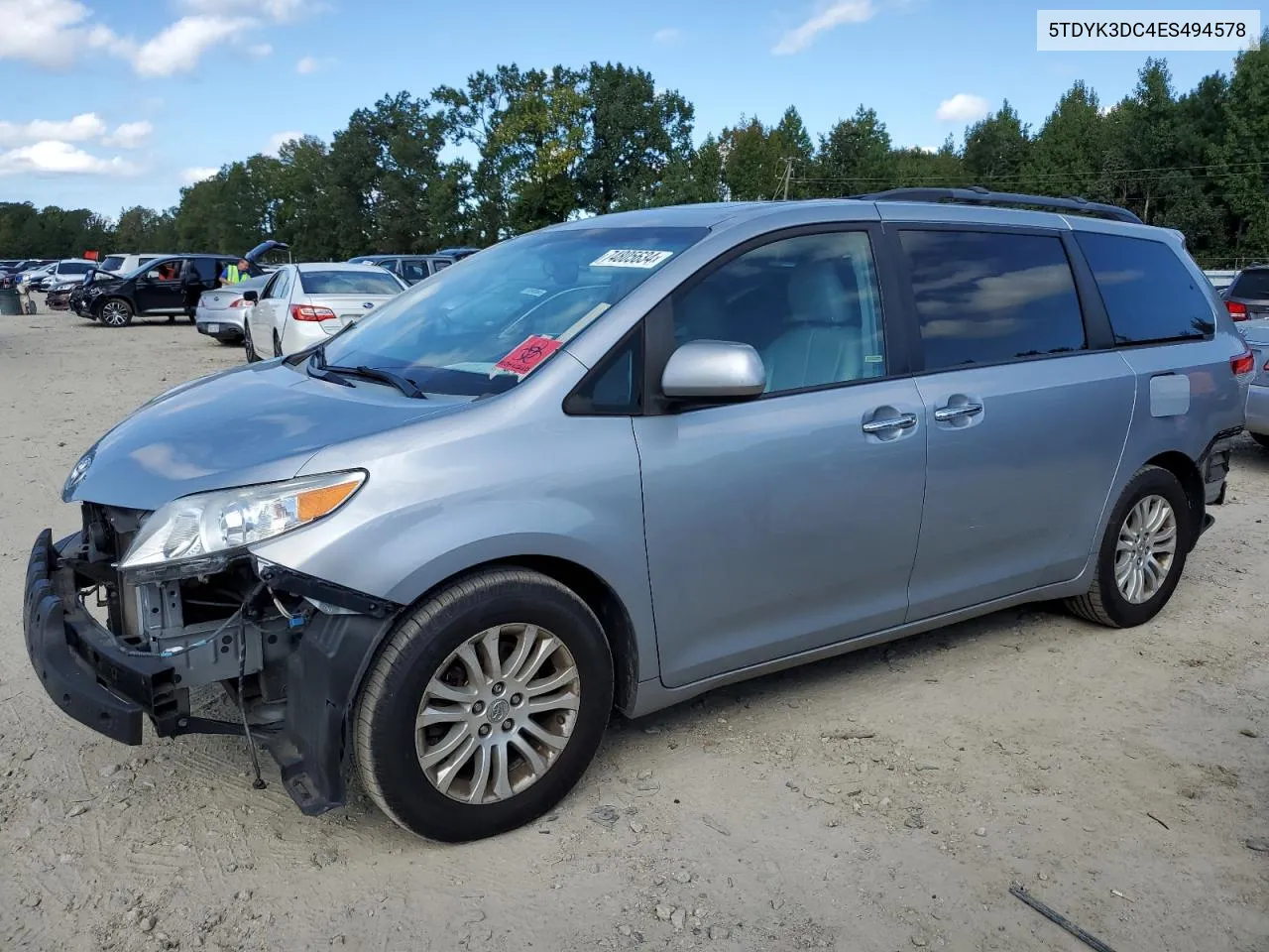 2014 Toyota Sienna Xle VIN: 5TDYK3DC4ES494578 Lot: 74805634