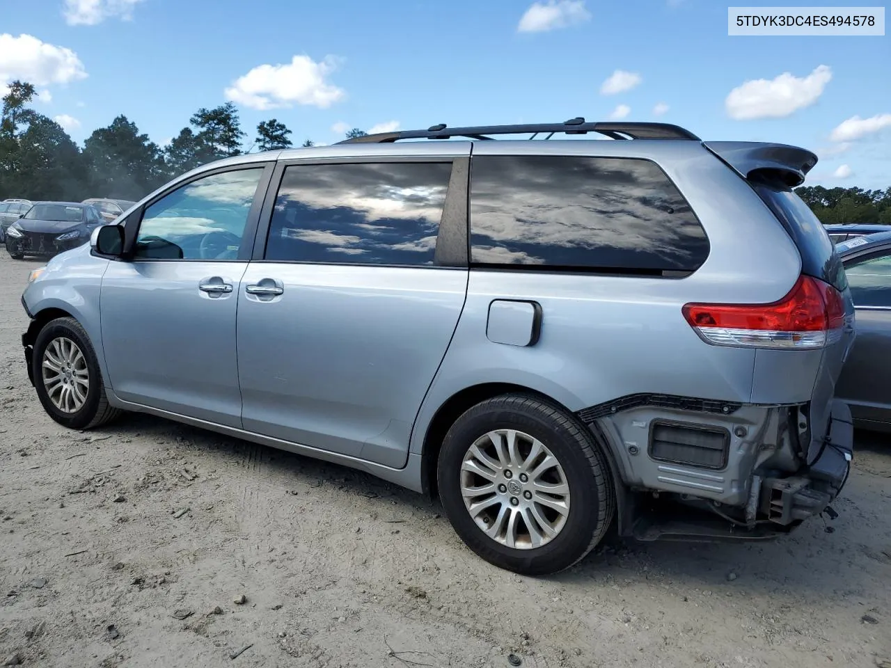 2014 Toyota Sienna Xle VIN: 5TDYK3DC4ES494578 Lot: 74805634