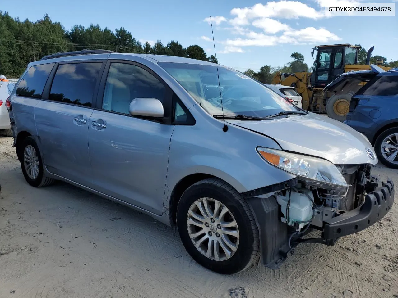 2014 Toyota Sienna Xle VIN: 5TDYK3DC4ES494578 Lot: 74805634