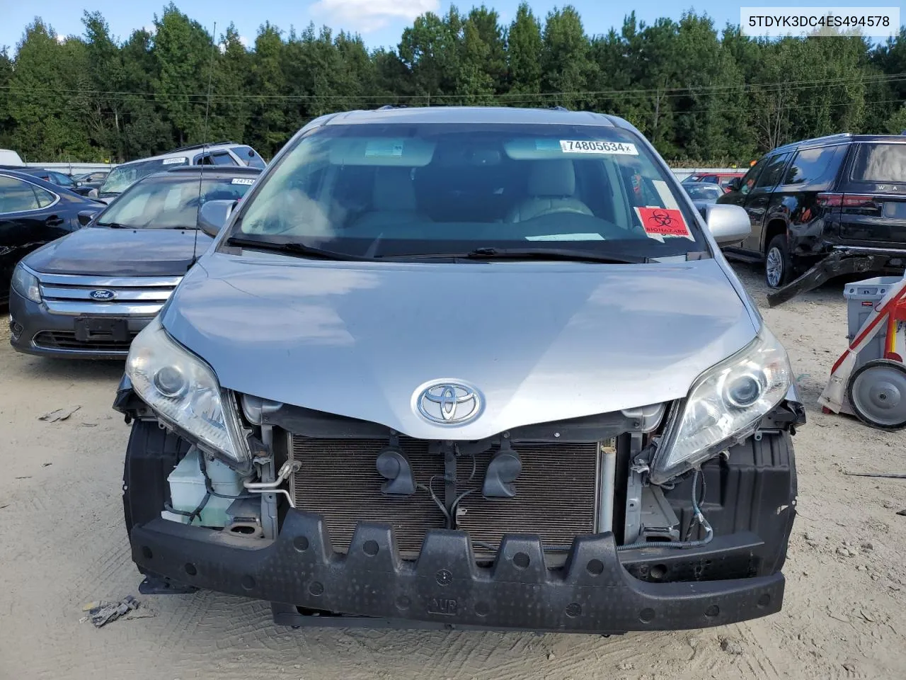 2014 Toyota Sienna Xle VIN: 5TDYK3DC4ES494578 Lot: 74805634