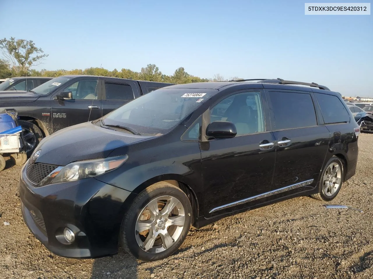 2014 Toyota Sienna Sport VIN: 5TDXK3DC9ES420312 Lot: 75274864