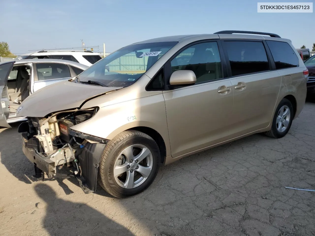 2014 Toyota Sienna Le VIN: 5TDKK3DC1ES457123 Lot: 75406194