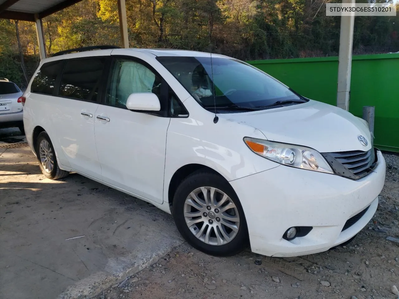 2014 Toyota Sienna Xle VIN: 5TDYK3DC6ES510201 Lot: 77709134