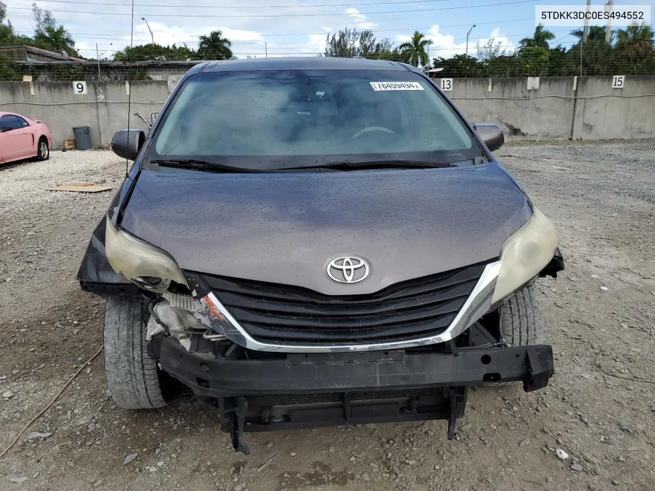 2014 Toyota Sienna Le VIN: 5TDKK3DC0ES494552 Lot: 78459494