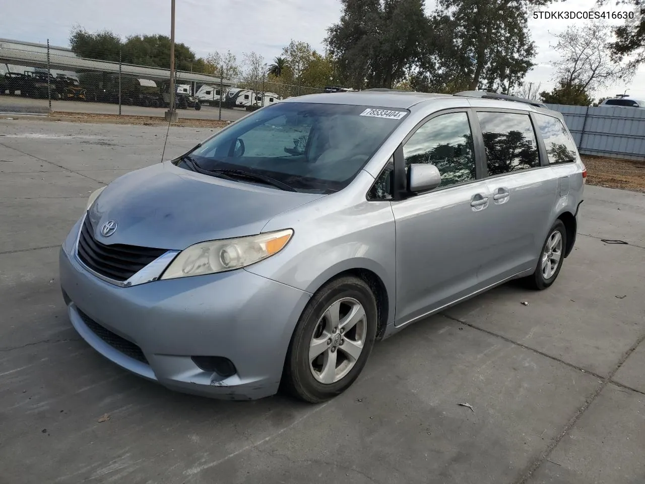 2014 Toyota Sienna Le VIN: 5TDKK3DC0ES416630 Lot: 78533404