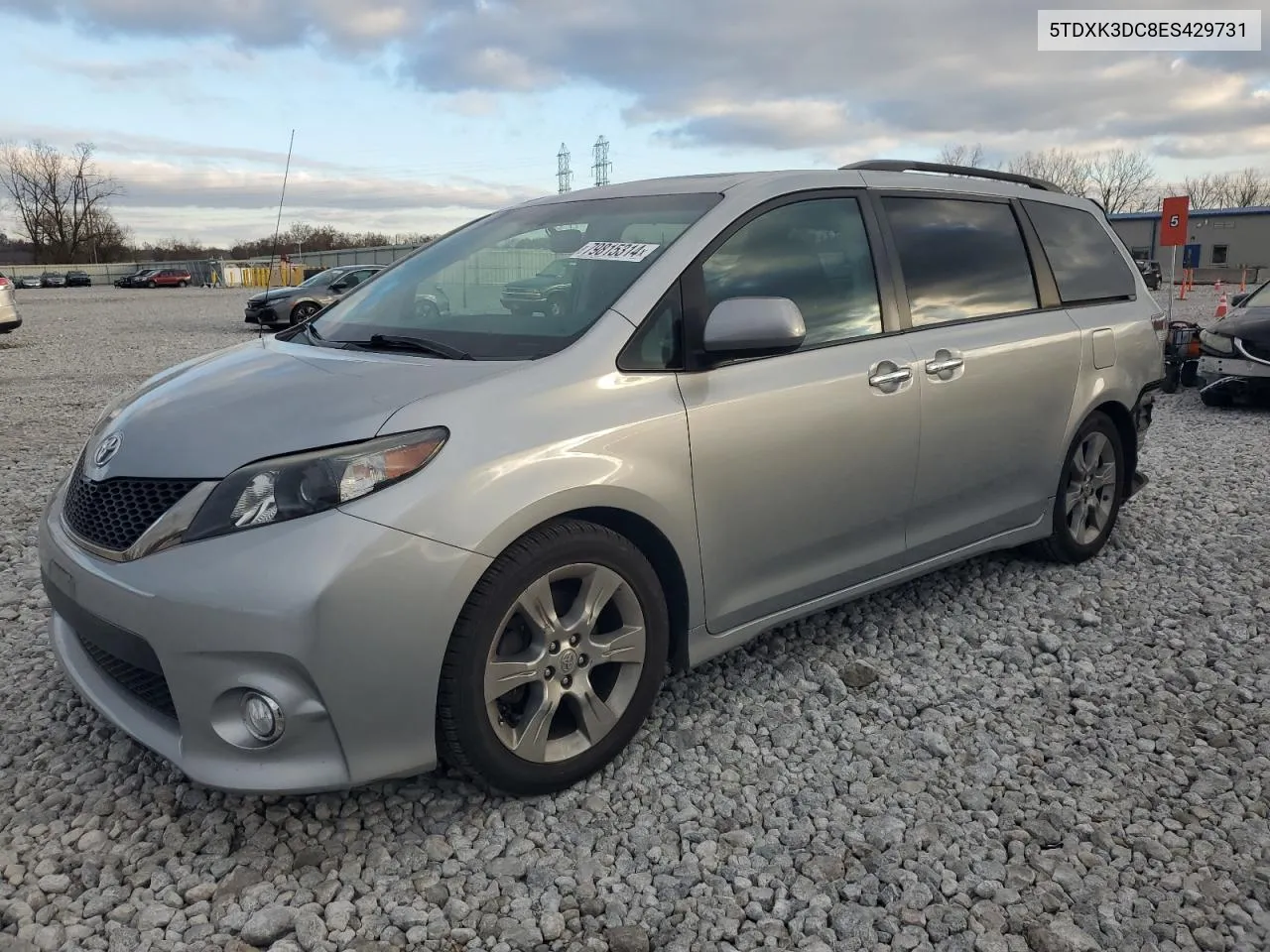 2014 Toyota Sienna Sport VIN: 5TDXK3DC8ES429731 Lot: 79815314