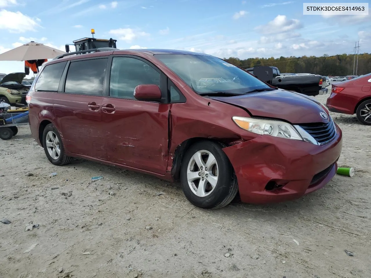 2014 Toyota Sienna Le VIN: 5TDKK3DC6ES414963 Lot: 80067624