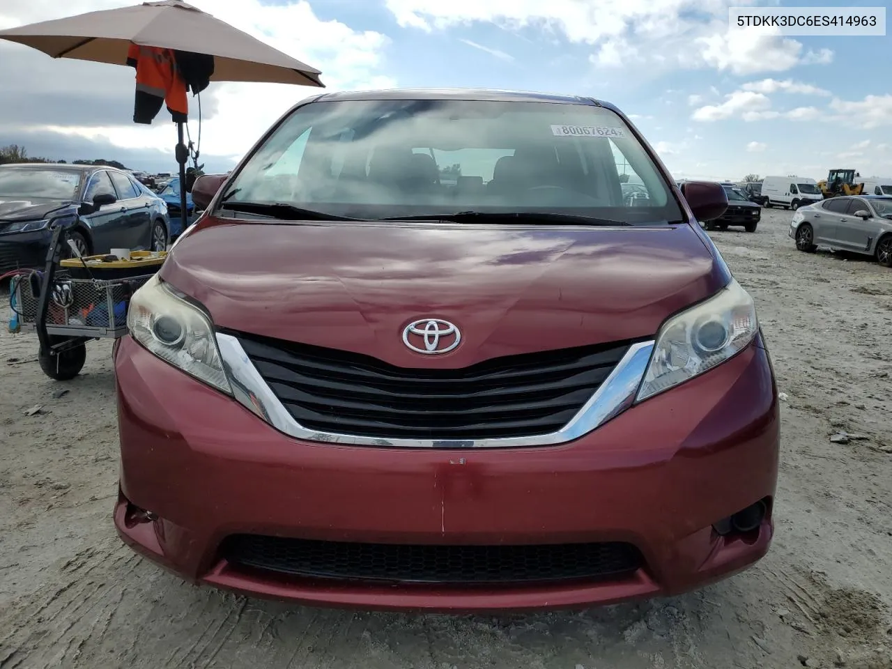 2014 Toyota Sienna Le VIN: 5TDKK3DC6ES414963 Lot: 80067624