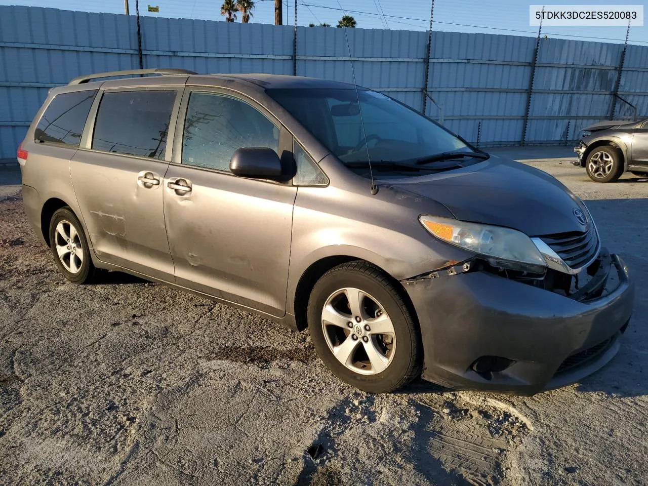 2014 Toyota Sienna Le VIN: 5TDKK3DC2ES520083 Lot: 80344634