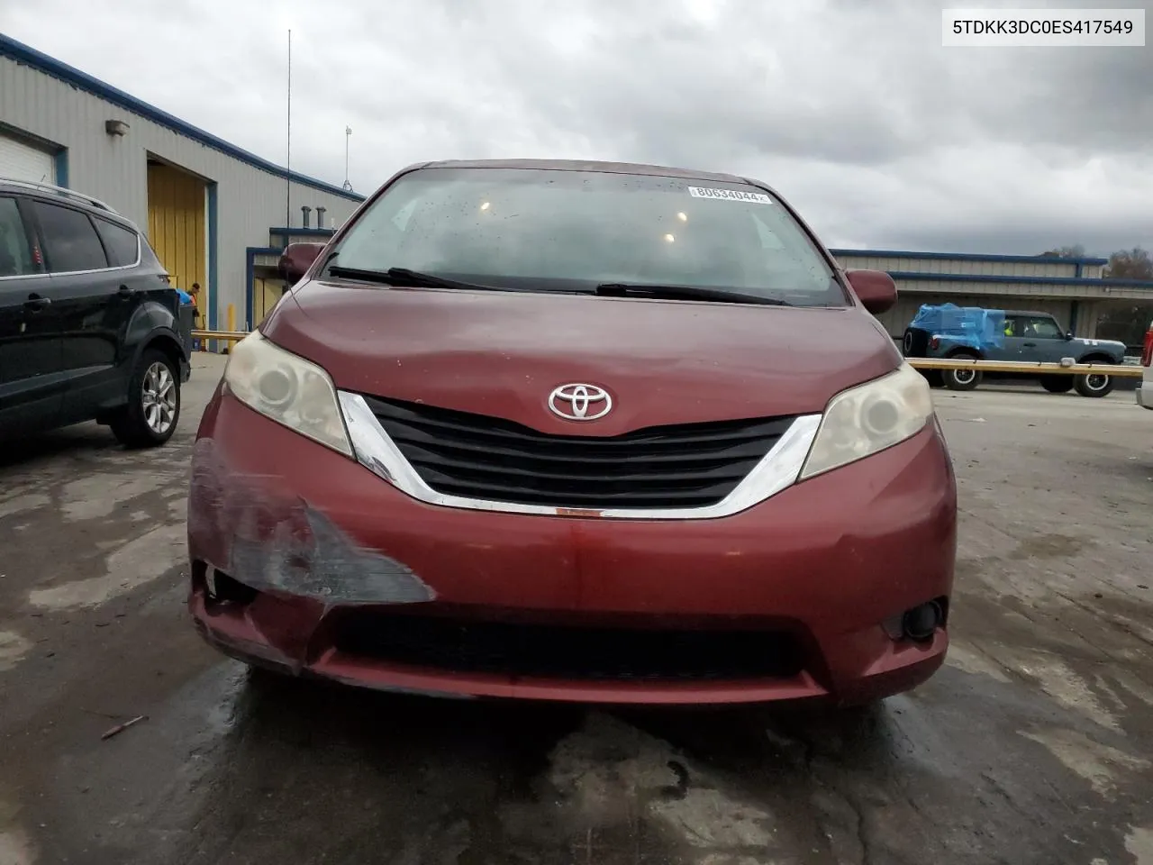 2014 Toyota Sienna Le VIN: 5TDKK3DC0ES417549 Lot: 80634044