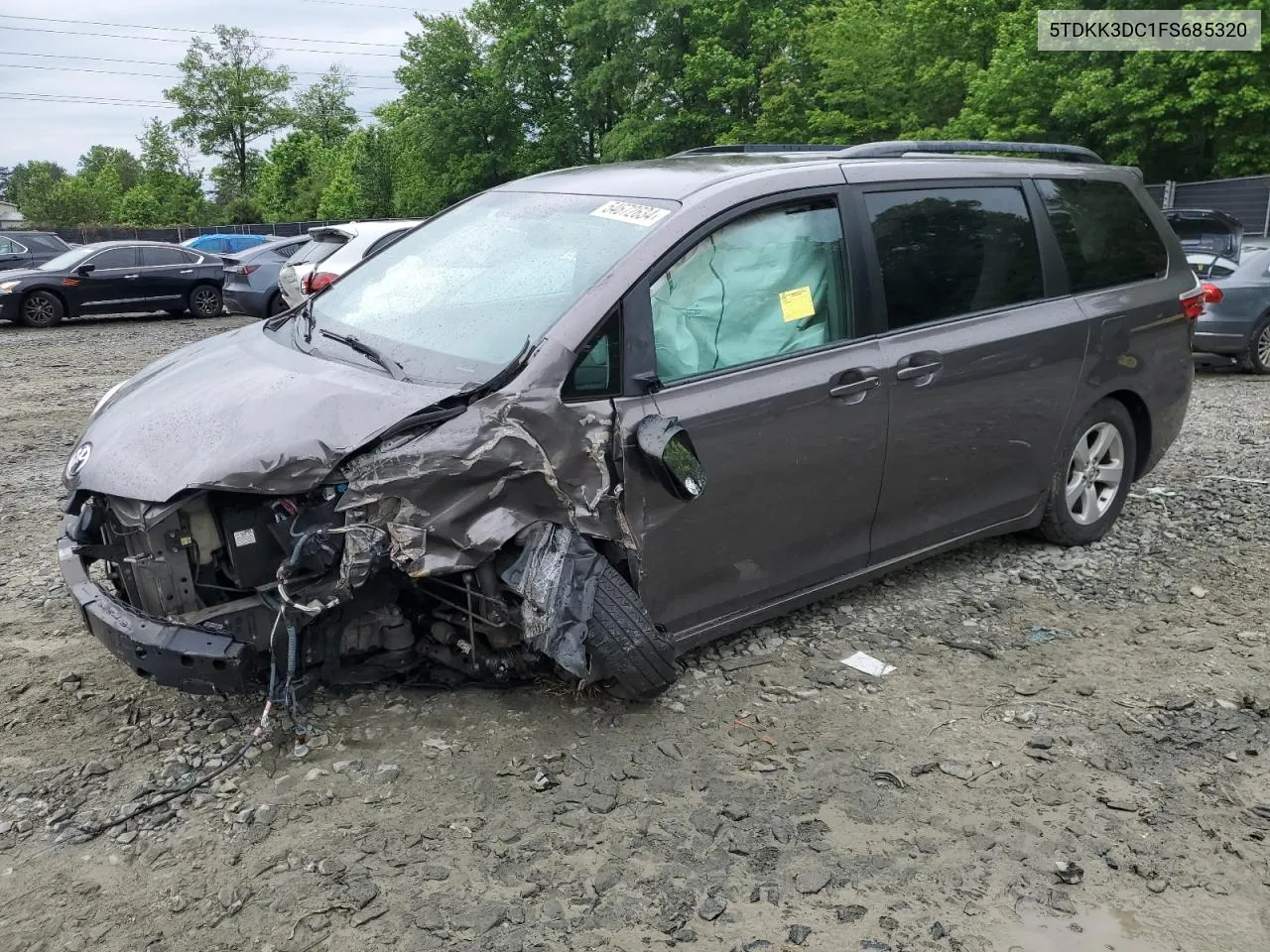 2015 Toyota Sienna Le VIN: 5TDKK3DC1FS685320 Lot: 54672634