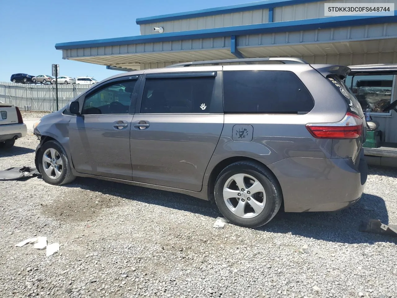 2015 Toyota Sienna Le VIN: 5TDKK3DC0FS648744 Lot: 61497944