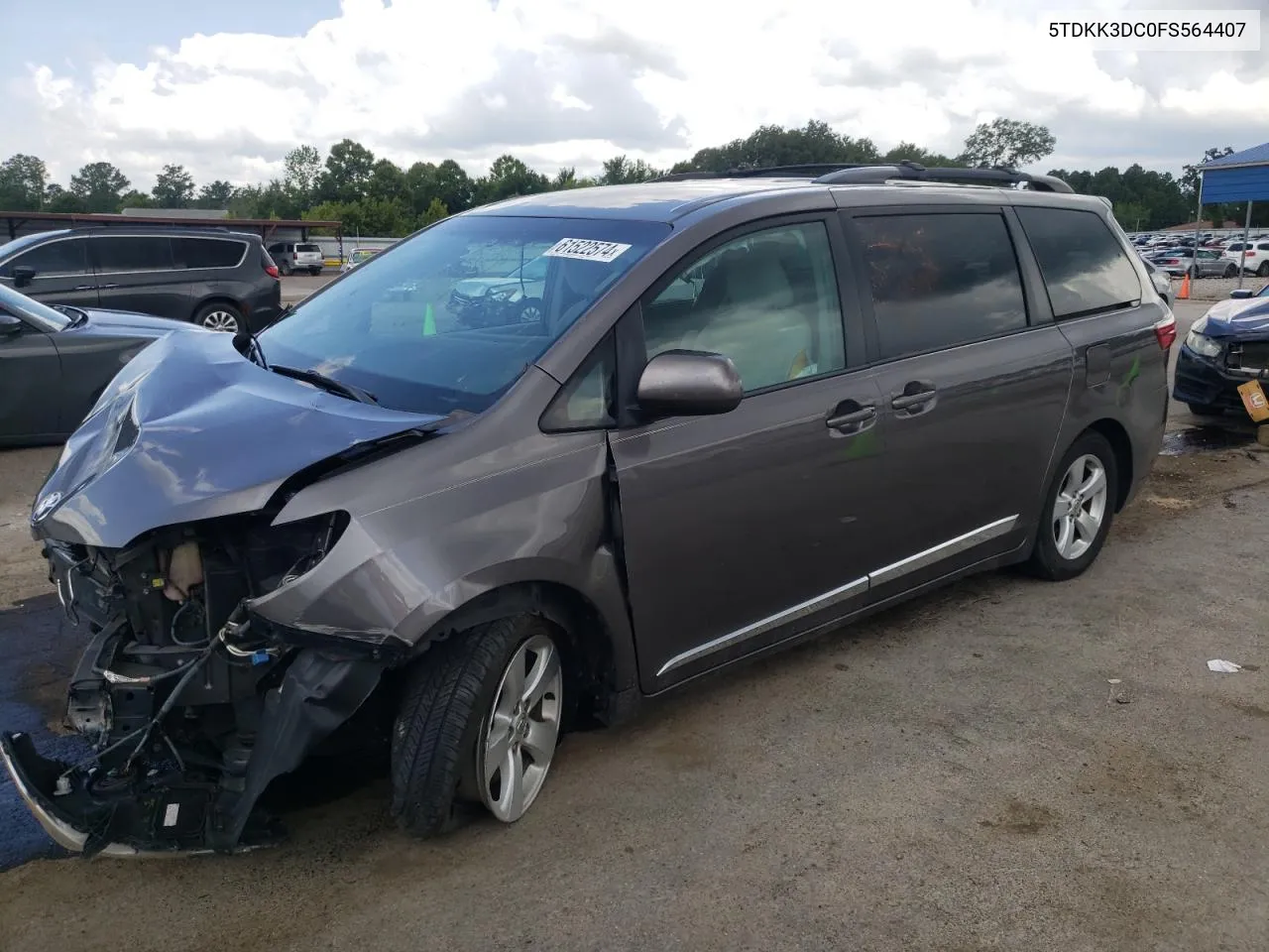 2015 Toyota Sienna Le VIN: 5TDKK3DC0FS564407 Lot: 61522574