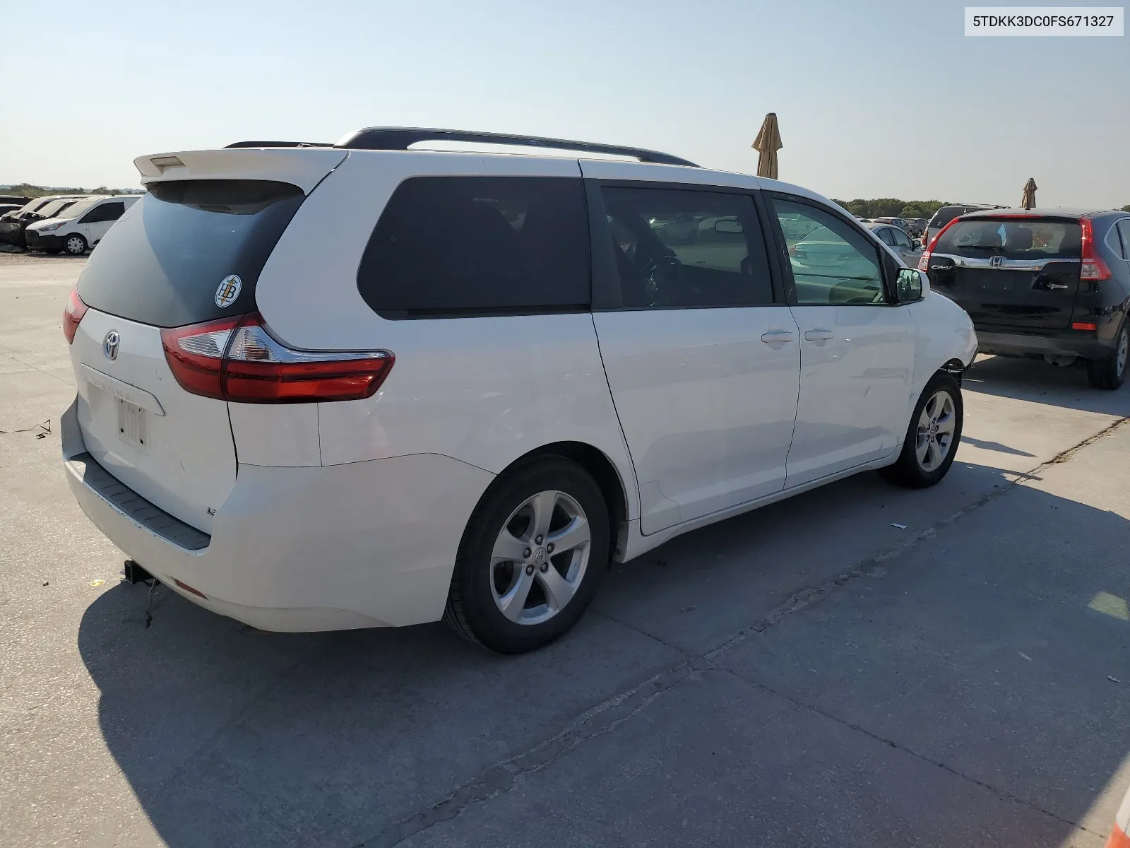 2015 Toyota Sienna Le VIN: 5TDKK3DC0FS671327 Lot: 66317734