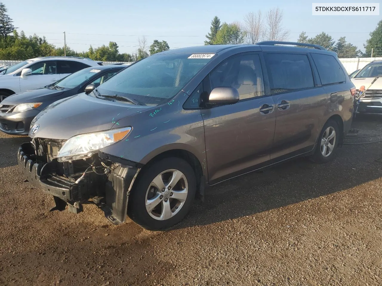 2015 Toyota Sienna Le VIN: 5TDKK3DCXFS611717 Lot: 66882674