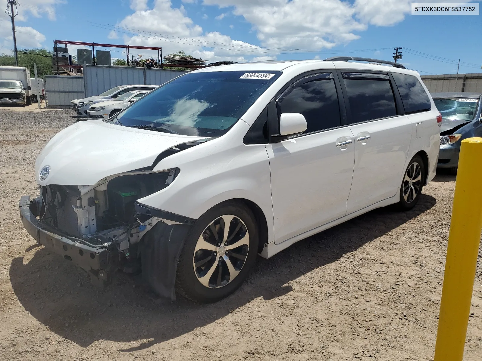 2015 Toyota Sienna Sport VIN: 5TDXK3DC6FS537752 Lot: 66954394