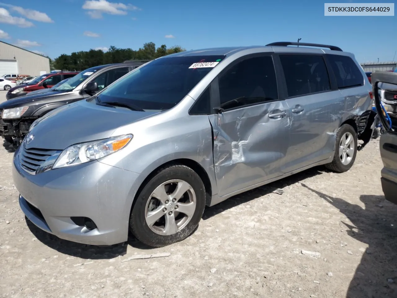 2015 Toyota Sienna Le VIN: 5TDKK3DC0FS644029 Lot: 69762474