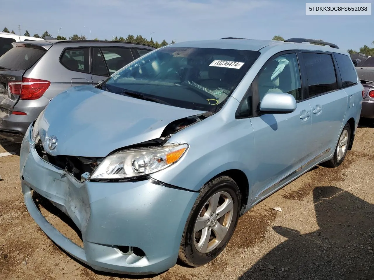 2015 Toyota Sienna Le VIN: 5TDKK3DC8FS652038 Lot: 70236474