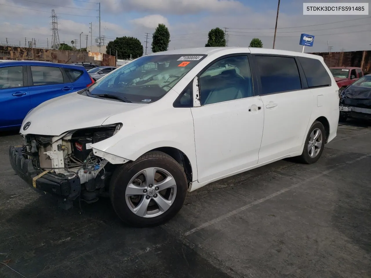 2015 Toyota Sienna Le VIN: 5TDKK3DC1FS591485 Lot: 71068694